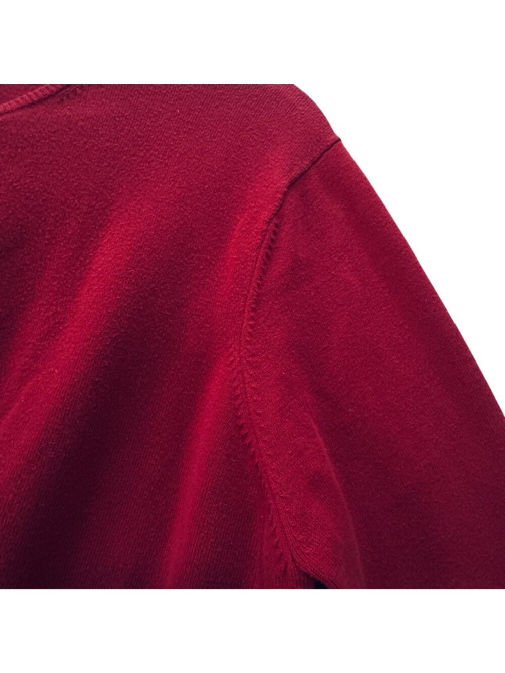 Vintage Lands End 1987 Drifter Cardigan Cotton Cranberry Size 10 Shell Buttons - Picture 7 of 16